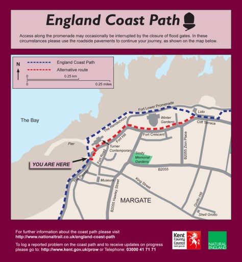 england coast path Margate map sign